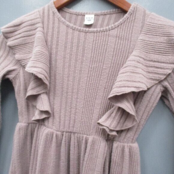 Girls Dress Size 8 Y Light Burgundy Round Neck Long Sleeve Dress Outfit - Picture 6 of 9